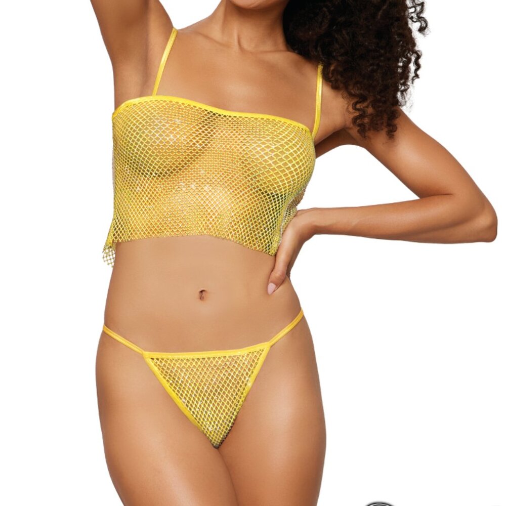 Dreamgirl 2PC Yellow Rhinestone - size small